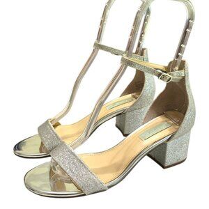 Betsey Johnson Miri Evening Sandals In Silver Glitter Sz 9